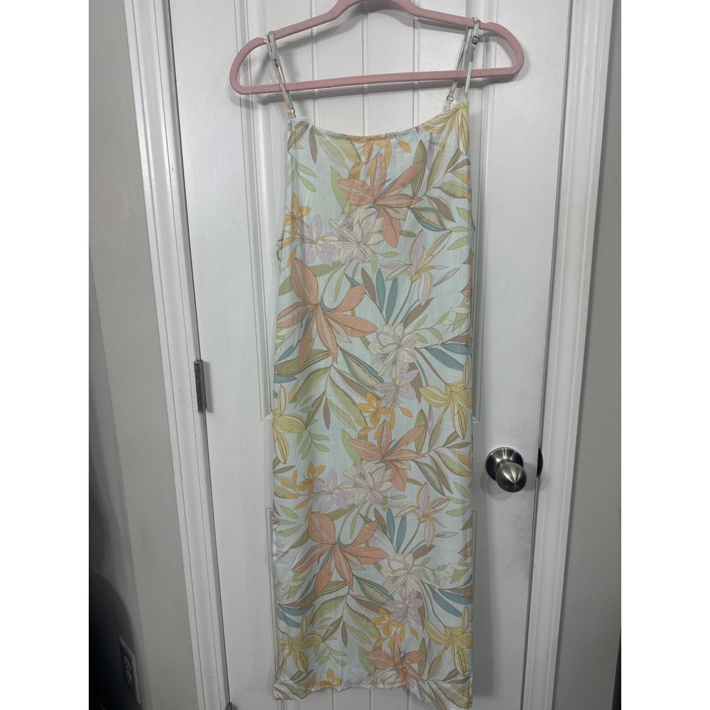ONeill Womens Floral Midi Slip Dress Light Blue Tropical Viscose Small RN85773